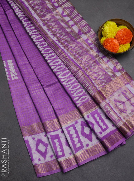 Lavender Semi Chanderi Saree - Batik Prints