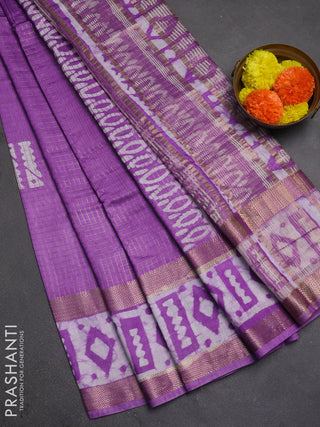 Lavender Semi Chanderi Saree - Batik Prints