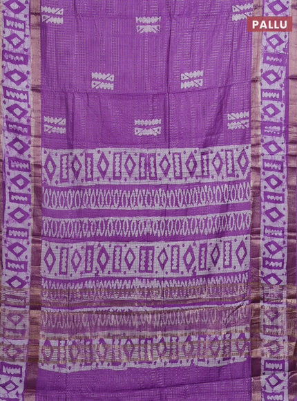 Lavender Semi Chanderi Saree - Batik Prints