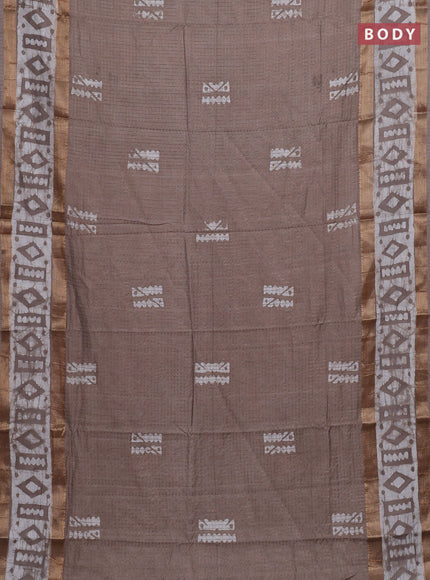 Beige Semi Chanderi Saree - Batik Prints