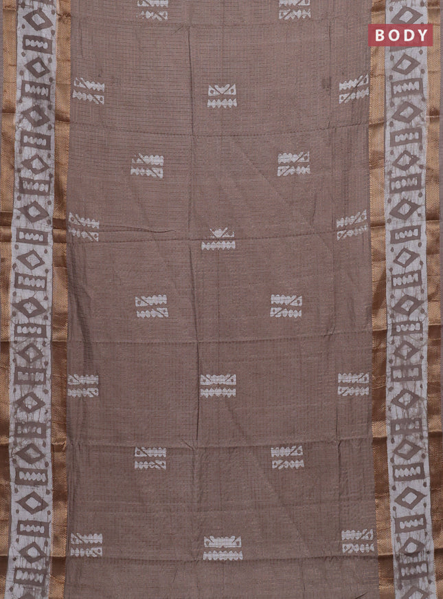 Beige Semi Chanderi Saree - Batik Prints