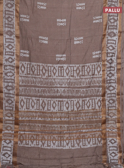 Beige Semi Chanderi Saree - Batik Prints