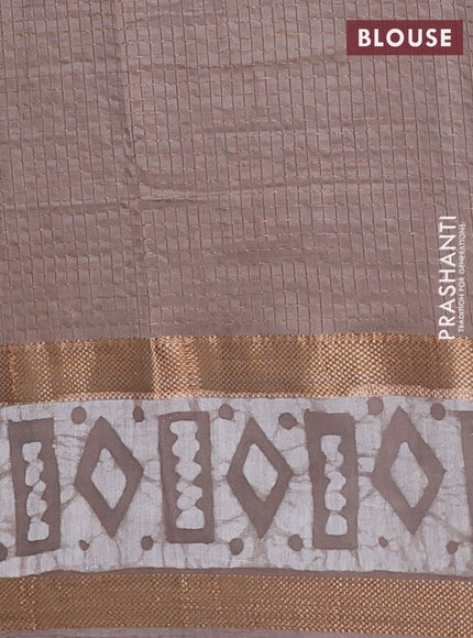 Beige Semi Chanderi Saree - Batik Prints