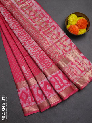 Pink Semi Chanderi Saree - Batik Prints