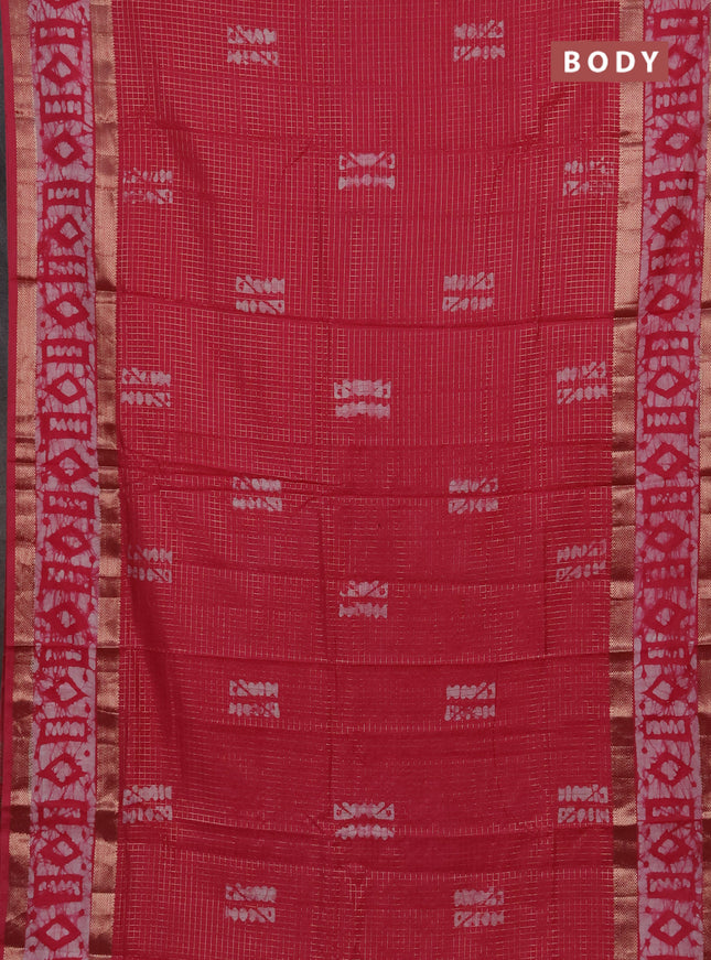 Pink Semi Chanderi Saree - Batik Prints