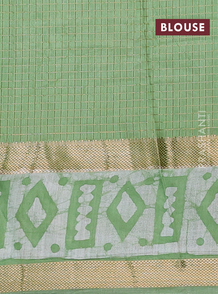 Green Semi Chanderi Saree - Batik Prints