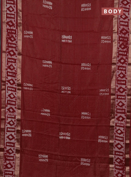 Maroon Semi Chanderi Saree - Batik Prints
