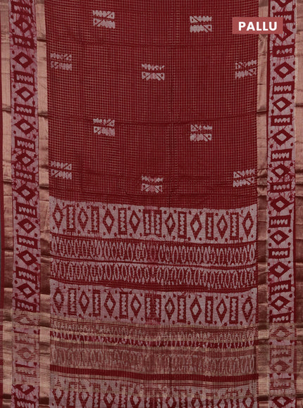 Maroon Semi Chanderi Saree - Batik Prints