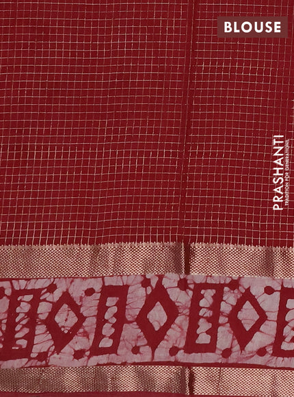 Maroon Semi Chanderi Saree - Batik Prints