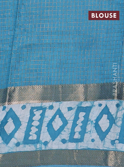 Teal Green Semi Chanderi Saree - Batik Prints