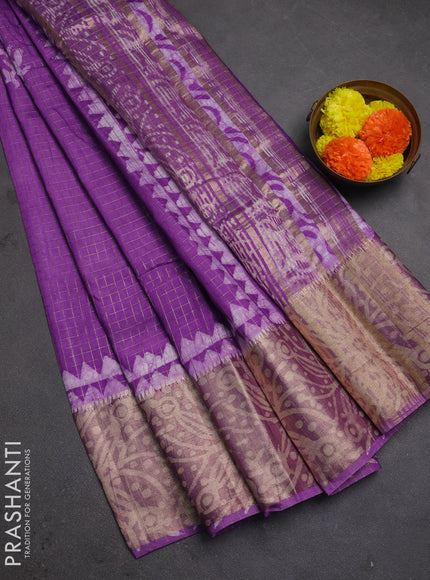 Lavender Semi Chanderi Saree - Batik Prints