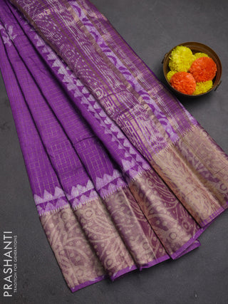 Lavender Semi Chanderi Saree - Batik Prints