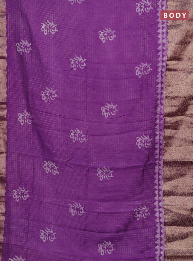 Lavender Semi Chanderi Saree - Batik Prints