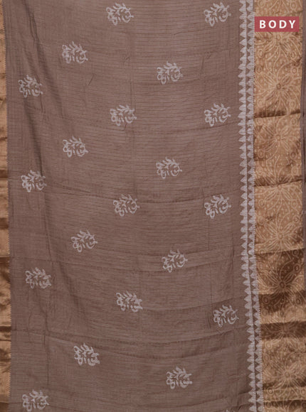 Beige Semi Chanderi Saree - Batik Prints