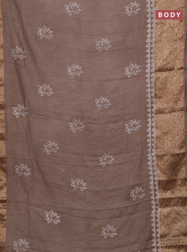 Beige Semi Chanderi Saree - Batik Prints