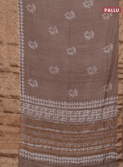 Beige Semi Chanderi Saree - Batik Prints