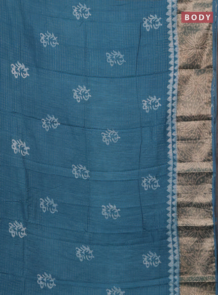 Blue Semi Chanderi Saree - Batik Prints