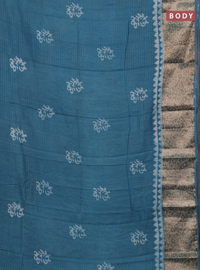 Blue Semi Chanderi Saree - Batik Prints