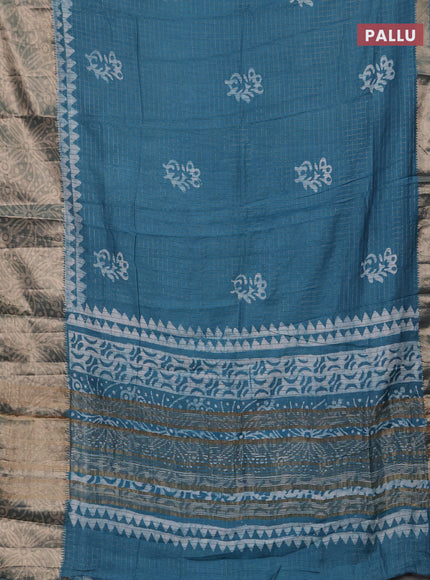Blue Semi Chanderi Saree - Batik Prints