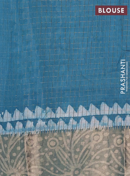Blue Semi Chanderi Saree - Batik Prints