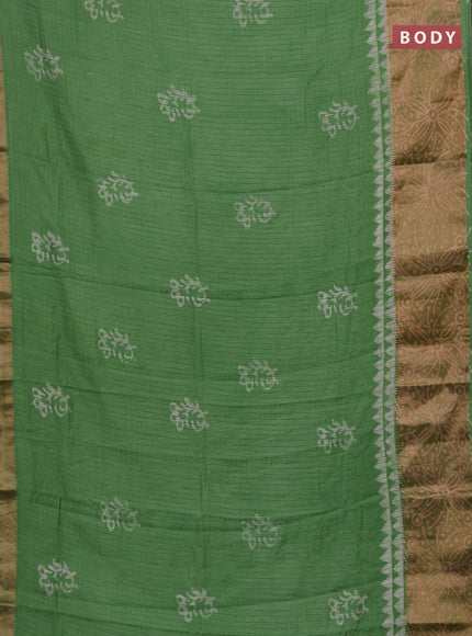 Green Semi Chanderi Saree - Batik Prints
