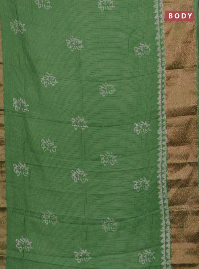 Green Semi Chanderi Saree - Batik Prints