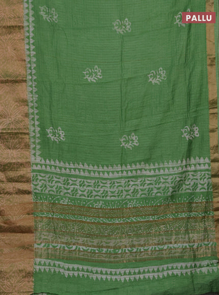 Green Semi Chanderi Saree - Batik Prints