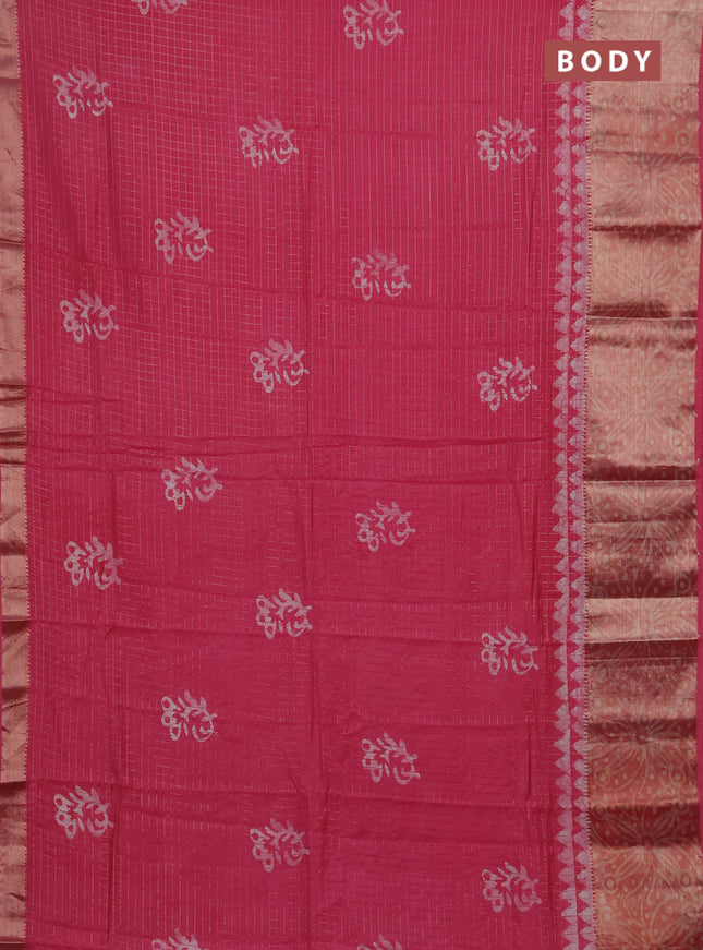 Pink Semi Chanderi Saree - Batik Prints