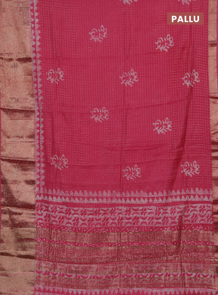 Pink Semi Chanderi Saree - Batik Prints