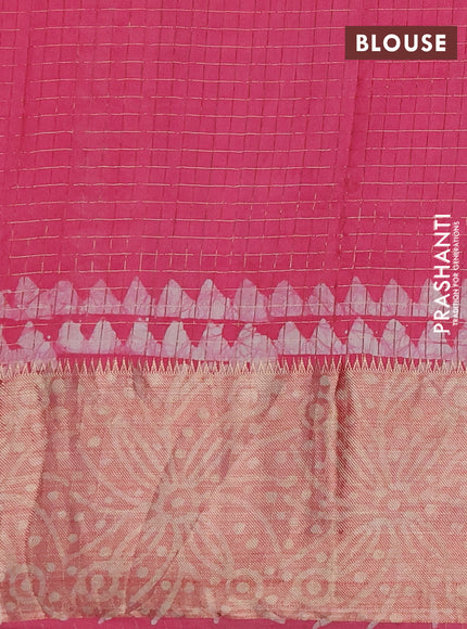 Pink Semi Chanderi Saree - Batik Prints