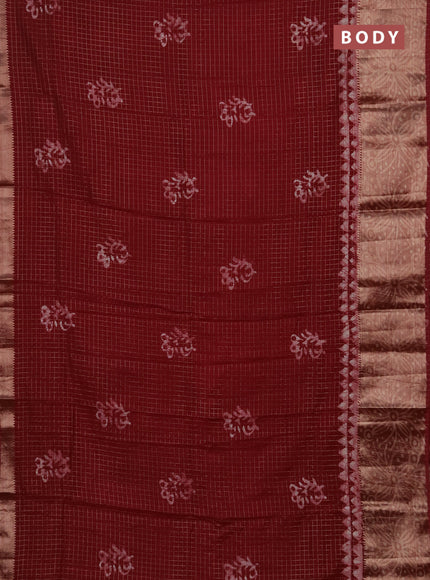 Maroon Semi Chanderi Saree - Batik Prints