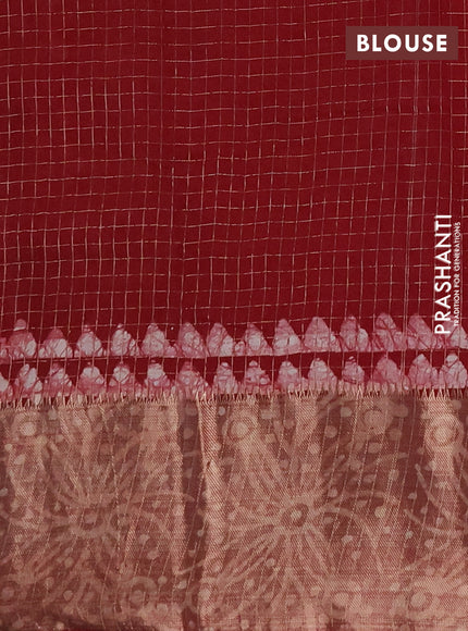 Maroon Semi Chanderi Saree - Batik Prints