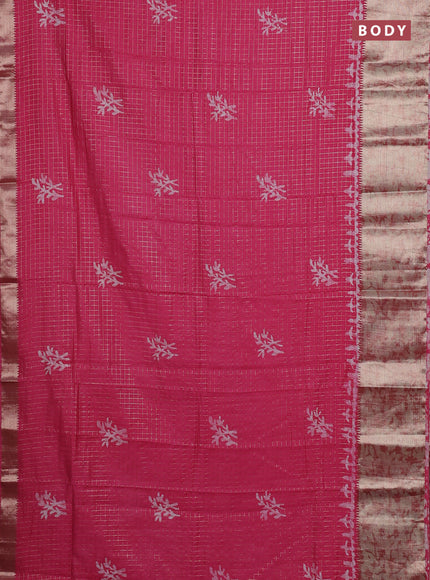 Pink Semi Chanderi Saree - Batik Prints