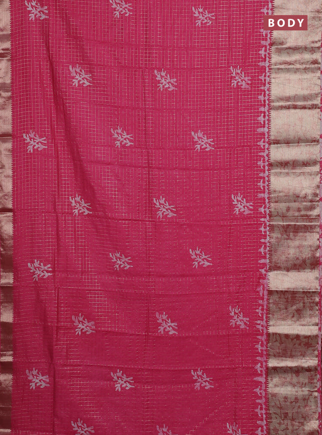 Pink Semi Chanderi Saree - Batik Prints