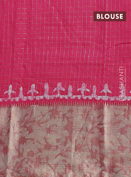 Pink Semi Chanderi Saree - Batik Prints