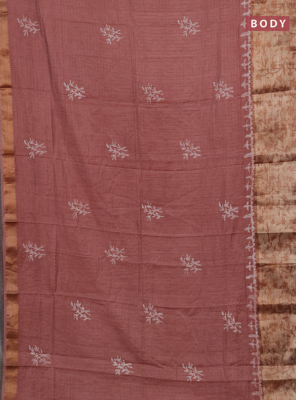 Pastel Peach Semi Chanderi Saree - Batik Prints