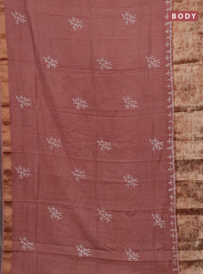 Pastel Peach Semi Chanderi Saree - Batik Prints