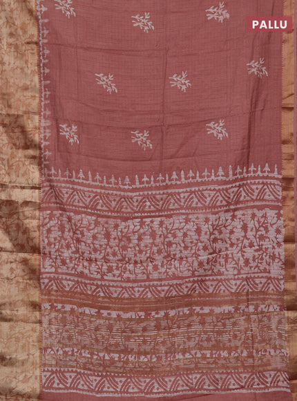 Pastel Peach Semi Chanderi Saree - Batik Prints