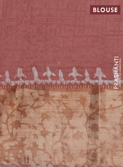 Pastel Peach Semi Chanderi Saree - Batik Prints