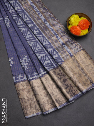 Grey Semi Chanderi Saree - Batik Prints
