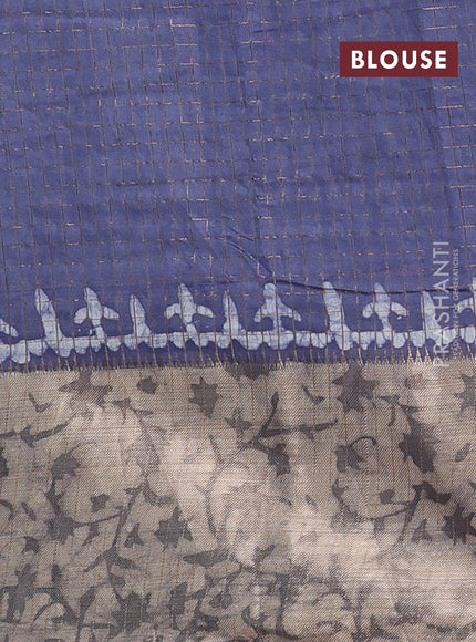 Grey Semi Chanderi Saree - Batik Prints