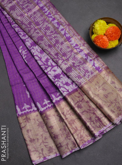 Lavender Semi Chanderi Saree - Batik Prints