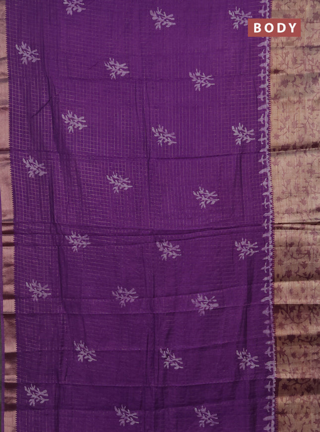 Lavender Semi Chanderi Saree - Batik Prints