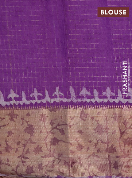 Lavender Semi Chanderi Saree - Batik Prints