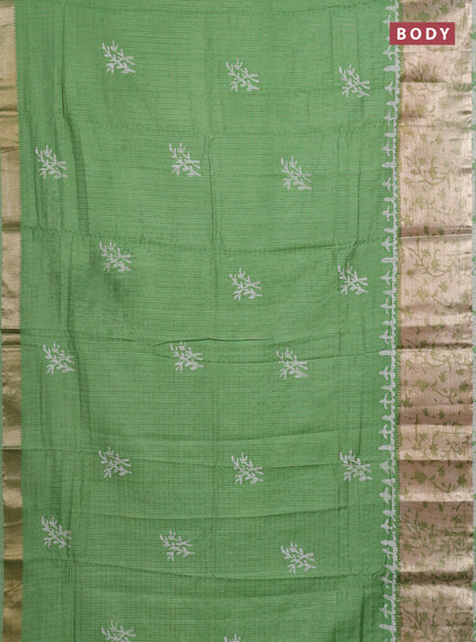 Green Semi Chanderi Saree - Batik Prints