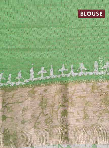 Green Semi Chanderi Saree - Batik Prints