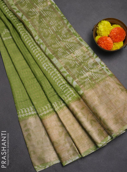 Light Green Semi Chanderi Saree - Batik Prints