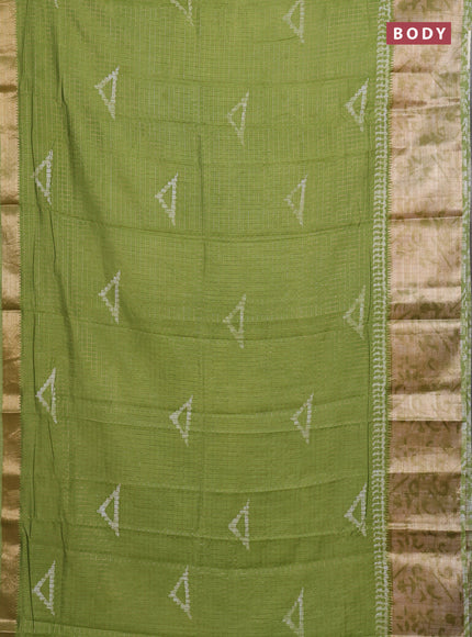 Light Green Semi Chanderi Saree - Batik Prints