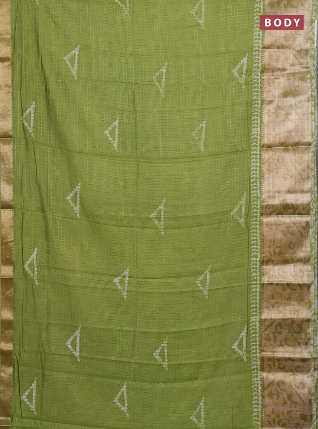 Light Green Semi Chanderi Saree - Batik Prints