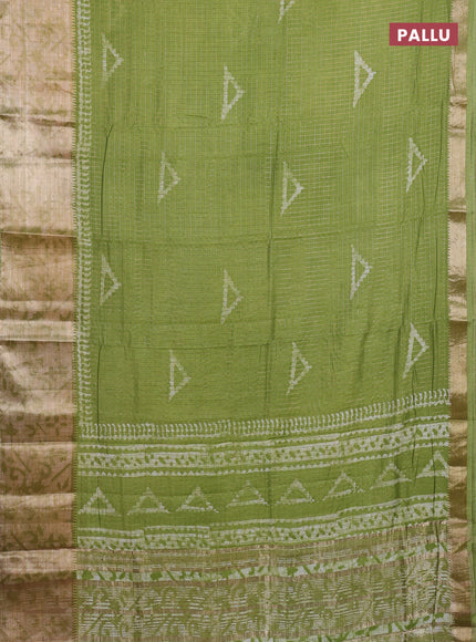 Light Green Semi Chanderi Saree - Batik Prints